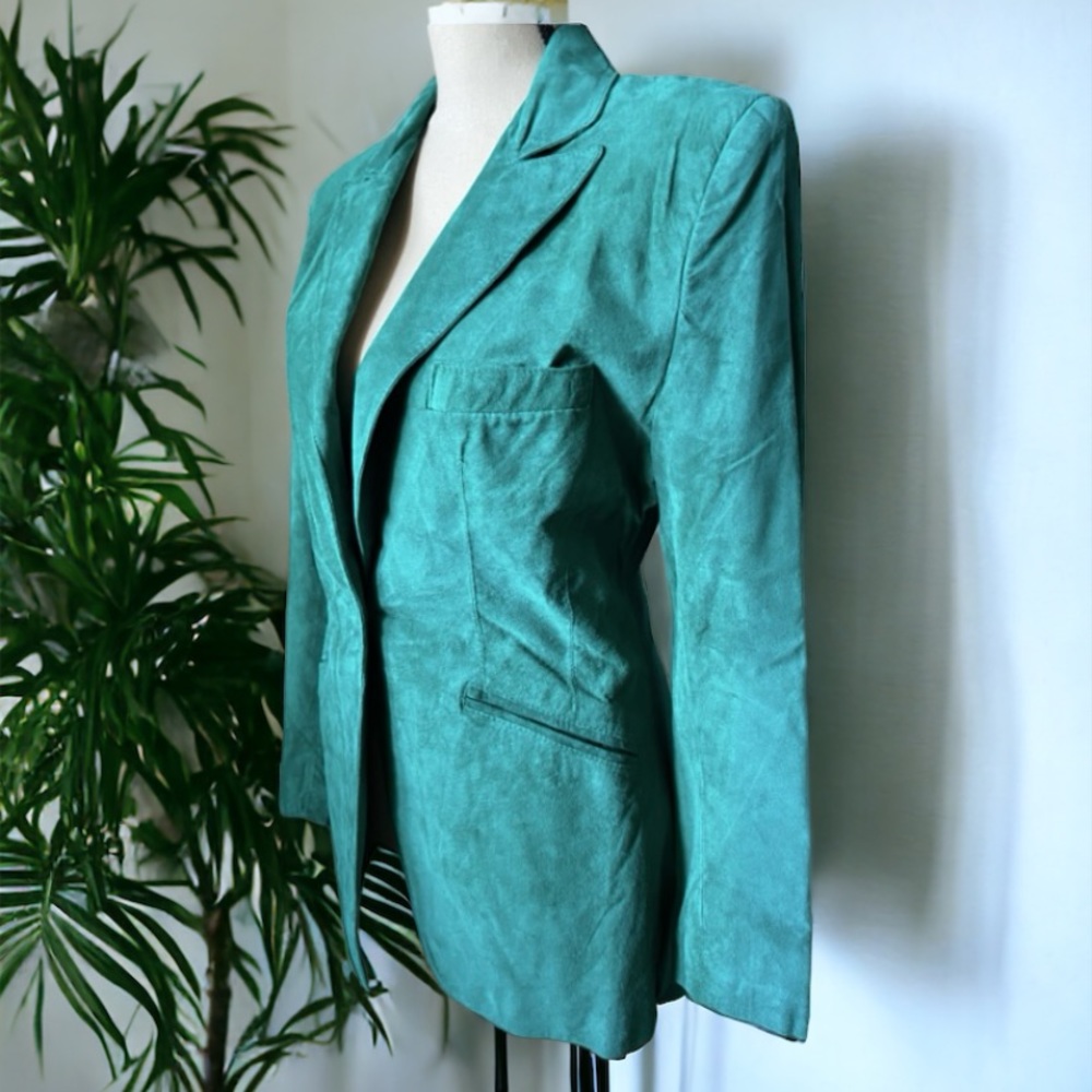 Bagatelle Green Genuine Suede Blazer Size 6 - Picture 9 of 13